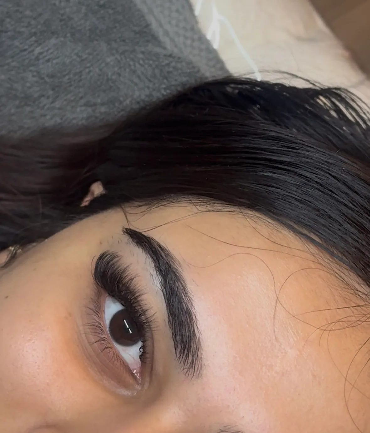Soft lash extensions by Sahej, close up
